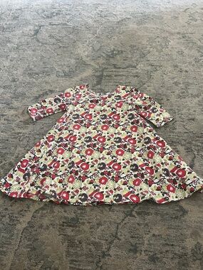 Girls Floral Swing Dress in Red and Cream